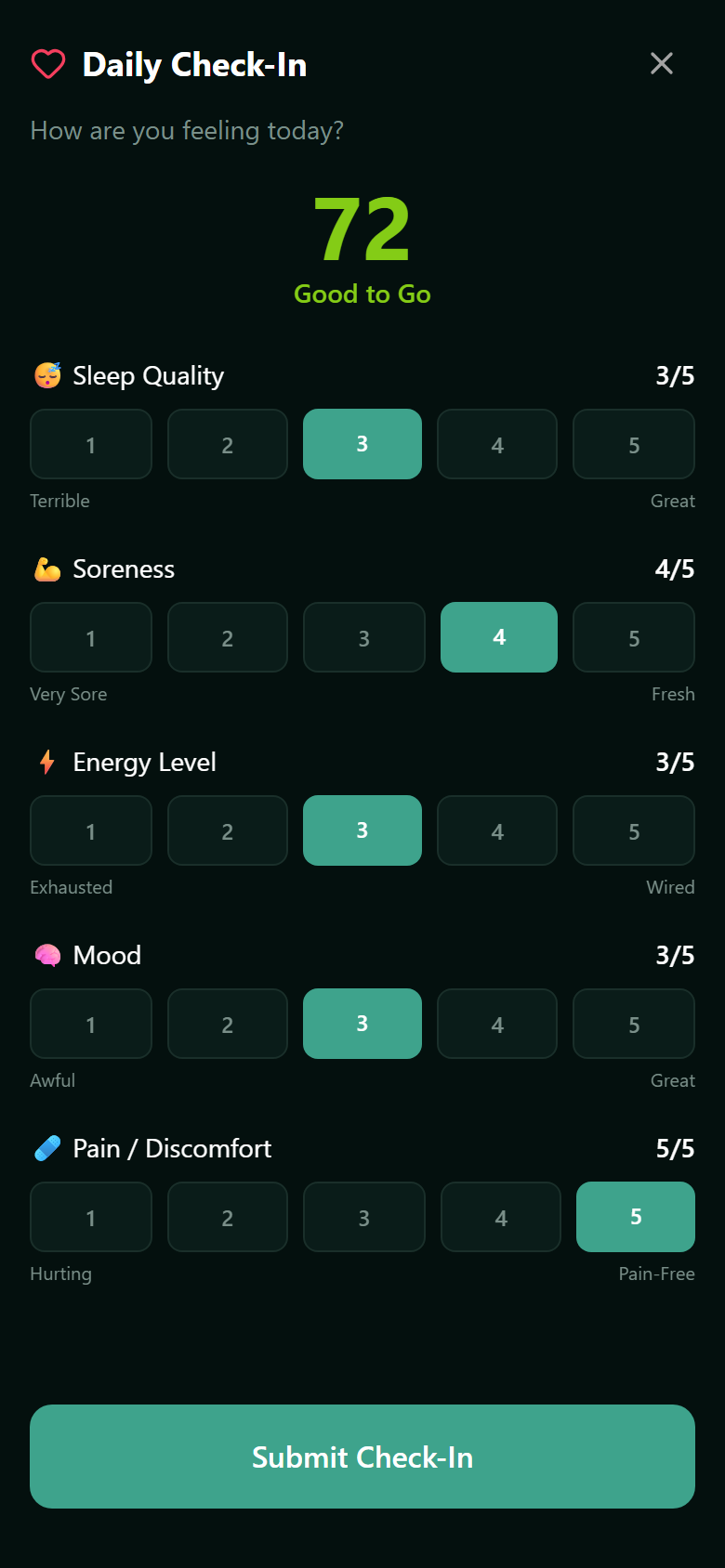 Daily readiness check-in