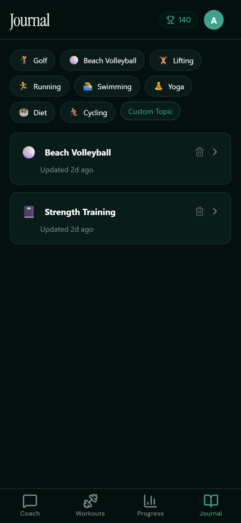AI-powered fitness journal